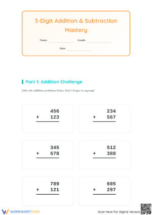 Essential 3-Digit Addition & Subtraction Worksheet