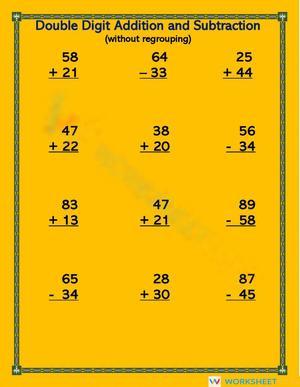 Double Digit Addition & Subtraction Worksheet