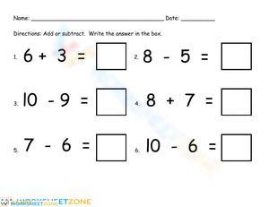 Add-Subtract single digit