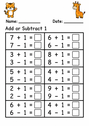 Grade 1 Add and Subtract — Printable No-Prep Worksheet