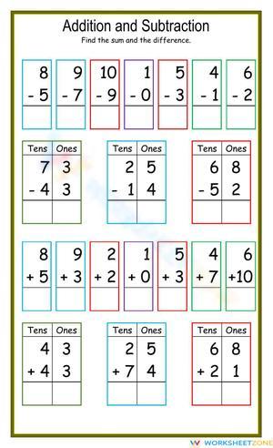 Engaging Addition and Subtraction Worksheet
