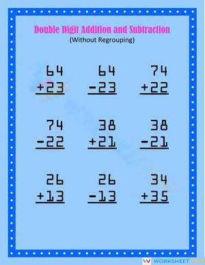 Double Digit Addition & Subtraction Worksheet Set