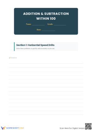 Printable Addition & Subtraction Worksheet | Grade 2