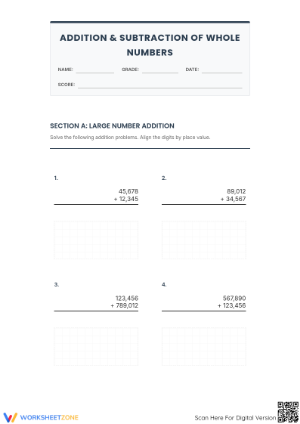 Essential Addition & Subtraction Worksheet | Grade 6-7 Math