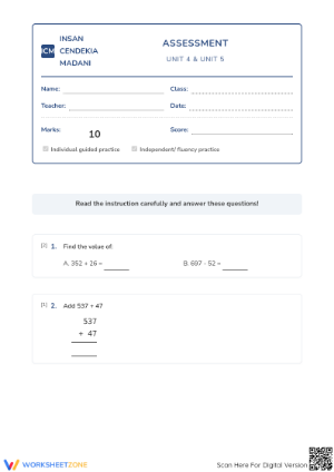 Essential Grade 3-5 Math Assessment: Add & Subtract