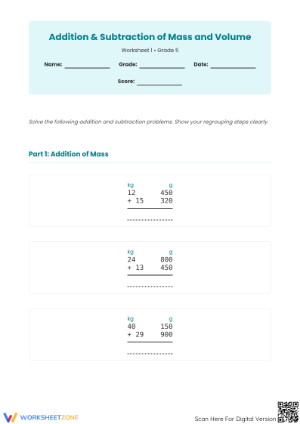 Printable Mass and Volume Worksheet | Grade 5 Math