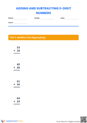 Printable 2-Digit Addition and Subtraction Worksheet