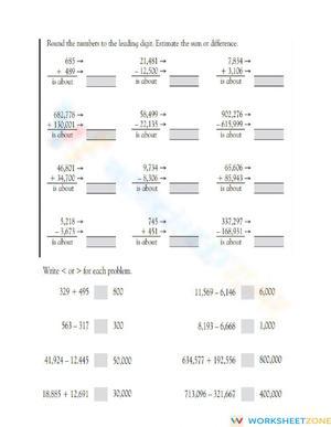 Estimating Sums and Differences