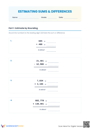 Estimating Sums and Differences: Essential Grade 4-5 Math