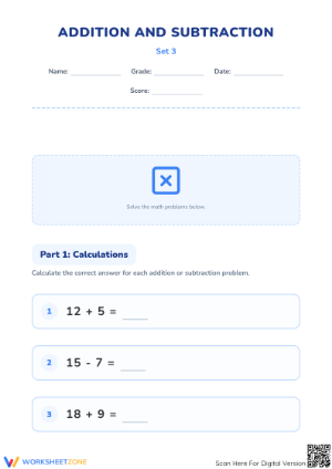 Printable Addition and Subtraction Set 3 | Grade 2 Math