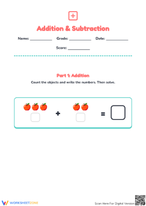 Essential Math: Addition & Subtraction with Objects Worksheet
