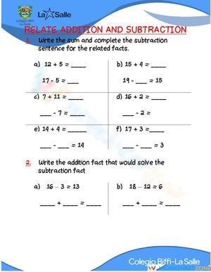 Relate additions and subtractions