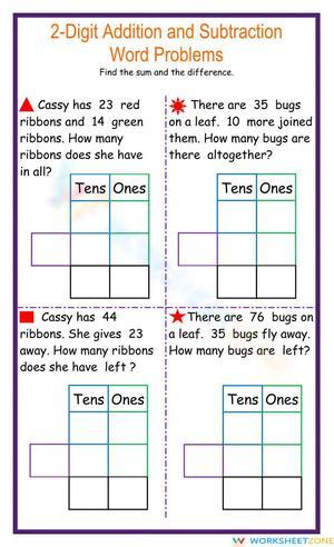 2-Digits Addition and Subtraction Word Problems