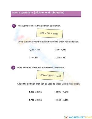Inverse- Addition and subtraction