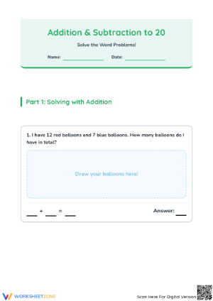 Essential Addition and Subtraction to 20 Word Problems
