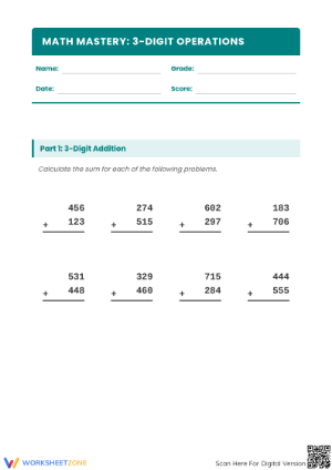 Essential 3-Digit Addition and Subtraction Practice Packet