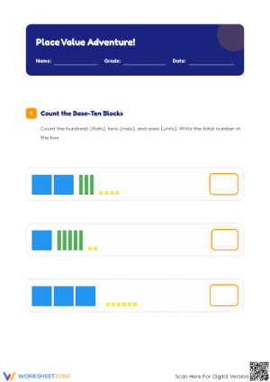 Printable Place Value Adventure Worksheet | Grade 2-3 Math