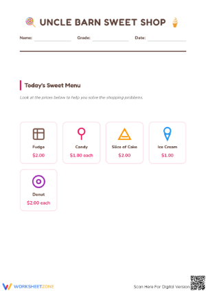 Essential Spending Money Math Worksheet | Grades 2-4