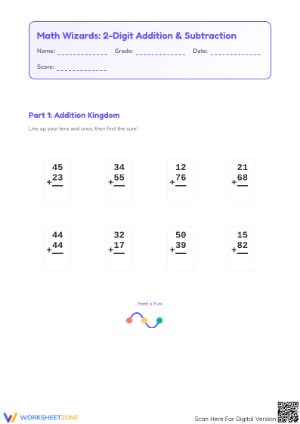 Essential 2-Digit Addition and Subtraction Worksheet for Grade 2