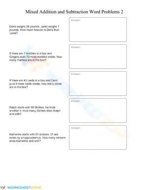 Addition and Subtraction Word Problems 2