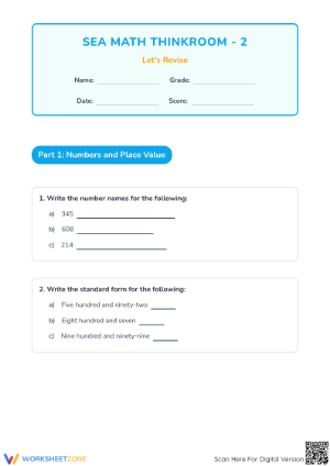 Grade 2-3 Place Value & Data | Essential Math Worksheet