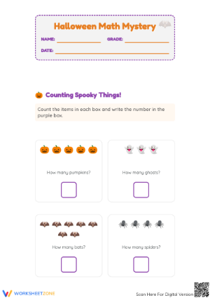 Halloween Math Mystery Worksheet | Essential Grade K Math