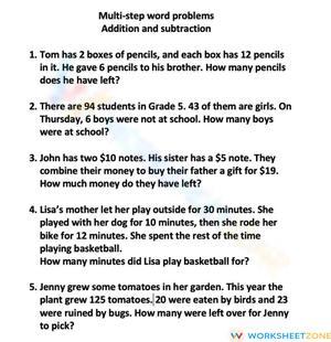 Multi step addition and subtraction