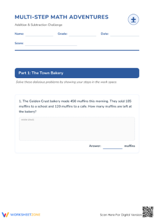 Multi-Step Addition and Subtraction Aligned Worksheet