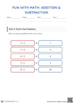 Essential Addition and Subtraction Activity — Grade 1 & 2