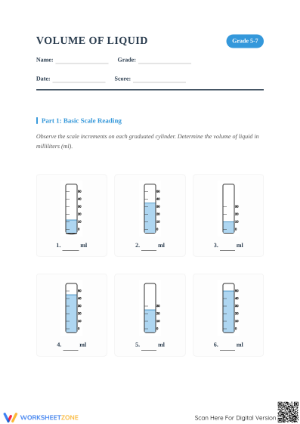 Essential Liquid Volume & Measurement Worksheet | Grade 5-7