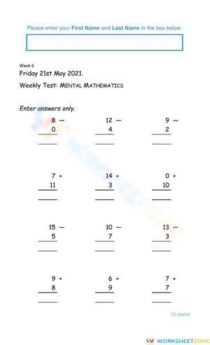 Mental Mathematics Test