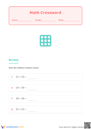 Essential Grade 2 Math Crossword: Two-Digit Addition