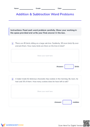 Essential Grade 2-3 Addition & Subtraction Word Problems