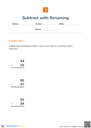 Subtract with Renaming Worksheet | Essential Grade 2 Math