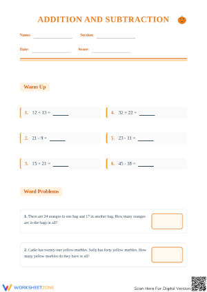 Essential Addition and Subtraction Word Problems Worksheet