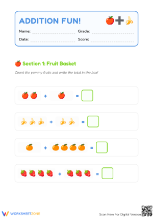 Essential Addition Fun Worksheet | Kindergarten Math
