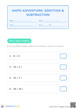 Printable Addition & Subtraction Adventure | Grade 2 Math