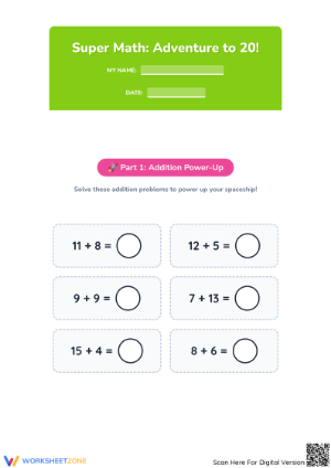 Essential Addition and Subtraction to 20 Exit Ticket