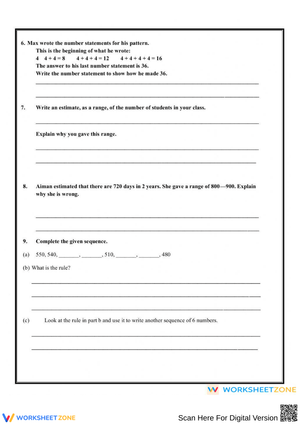 Number Patterns & Sequences