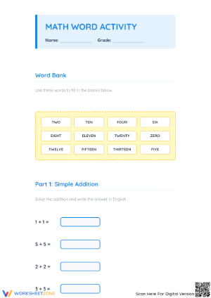 Essential Addition & Subtraction Word Worksheet | Grades 2-4