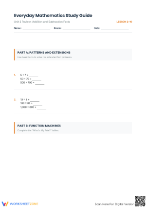 Grade 4 Math Unit 2 Review — Printable No-Prep Worksheet
