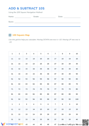 Essential Grade 2 Addition & Subtraction 10s Worksheet