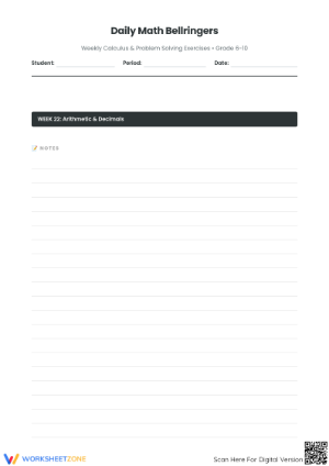 Essential Grade 6-10 Math Bellringers: Weekly Review