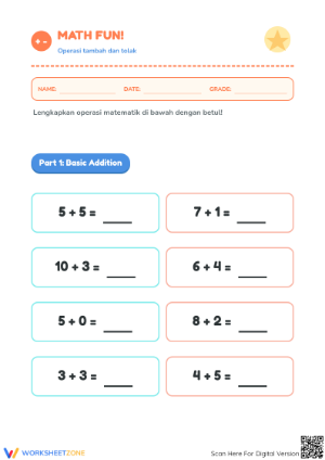 Printable Basic Addition and Subtraction Practice | Grade 1