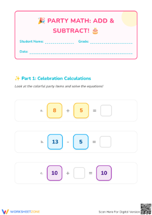 Mixed Addition and Subtraction Worksheet | Grade 1 Ready