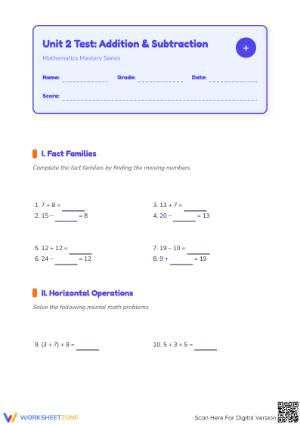 CCSS 3.NBT.A.2 Unit Test: Addition & Subtraction | Essential