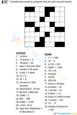 Math crossword