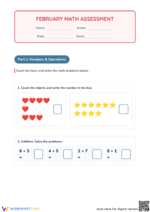 1.OA.C.6 Worksheet: Math Assessment — Grade 1 Aligned