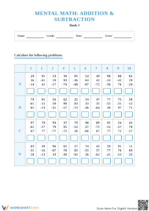 Mental Math Addition & Subtraction | Essential Grade 3