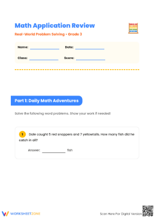 Essential Grade 3 Math Word Problems Review Worksheet
